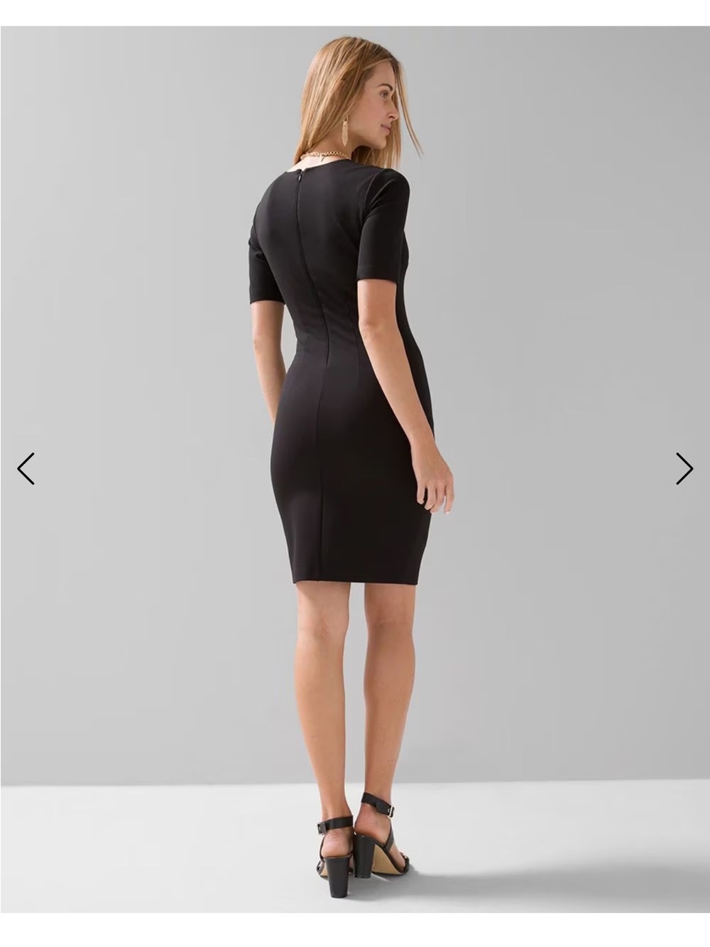 White House Black Market Black The Aura Collection V-Neck Short Sleeve Dress - Picture 2 of 5
